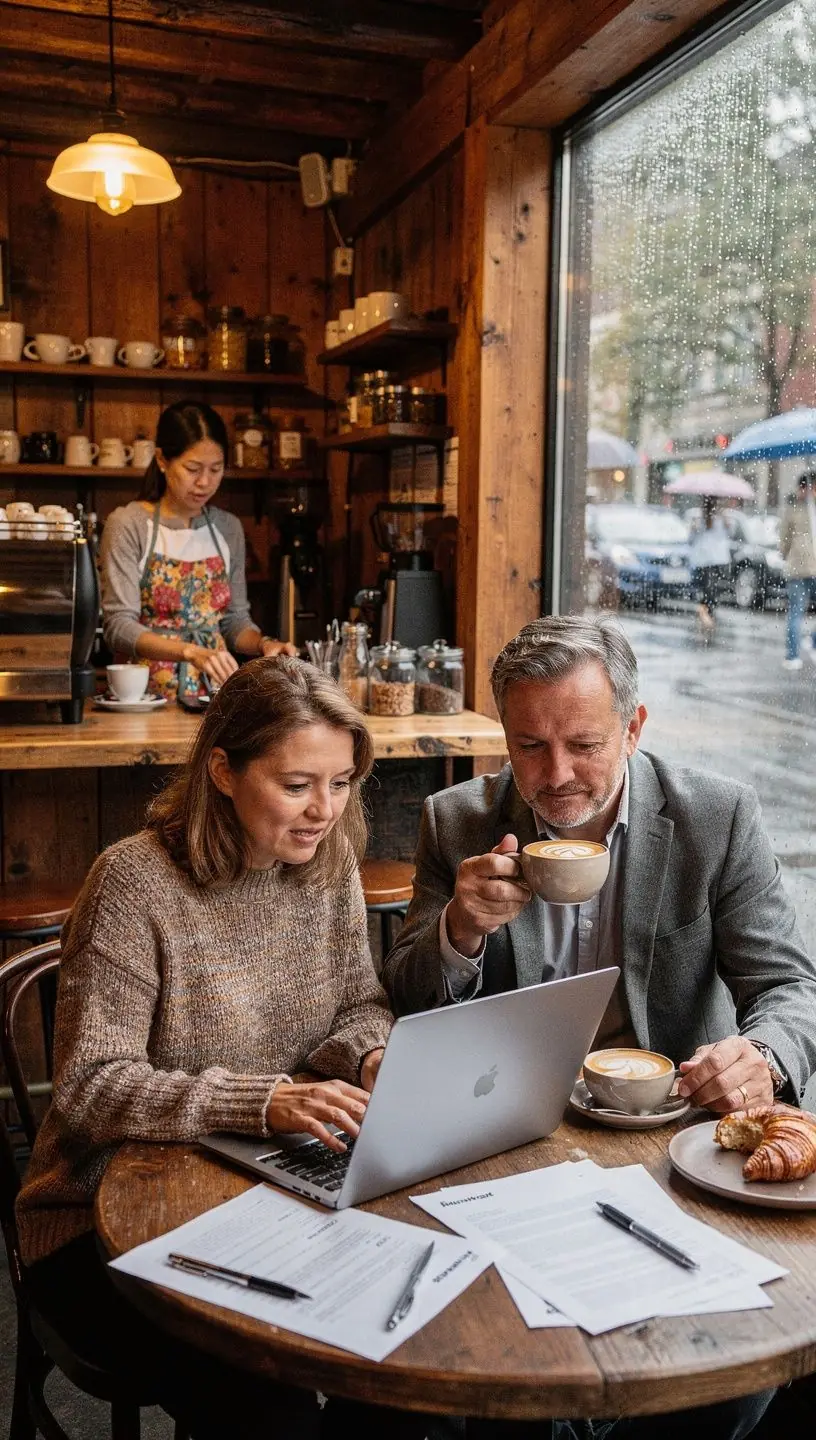 Счастливая семья, получающая документы по страховке автомобиля